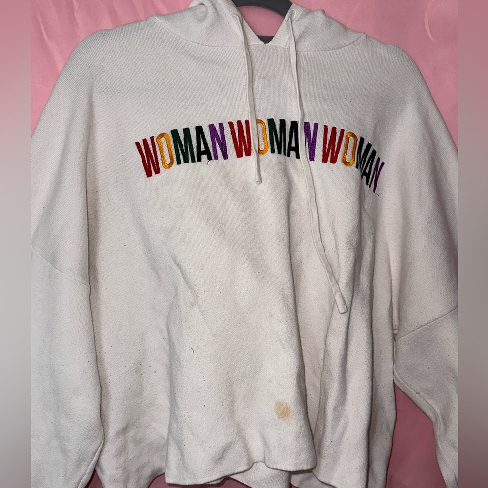 Forever 21 ‘Woman Woman Woman’ Cropped Hoodie Sweatshirt